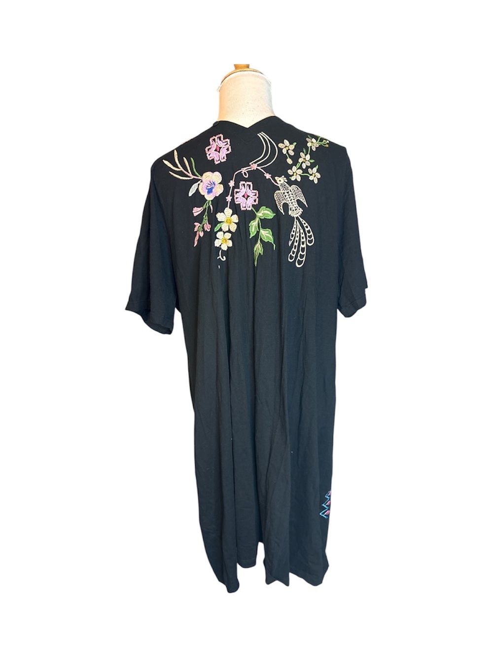 Johnny Was Osaka Relaxed Knit Dress Cotton Special Embroidery Floral Black - Picture 4 of 6